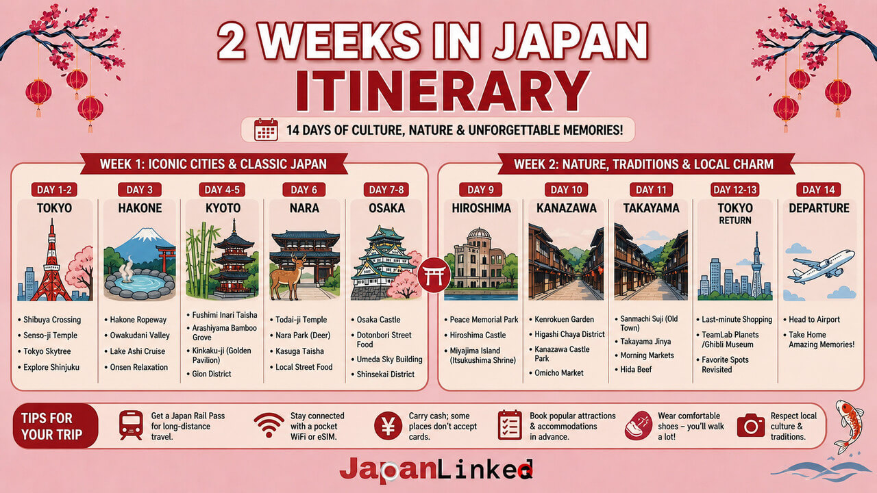 2 Weeks in Japan Itinerary: The Perfect 14-Day Route for First-Time Visitors