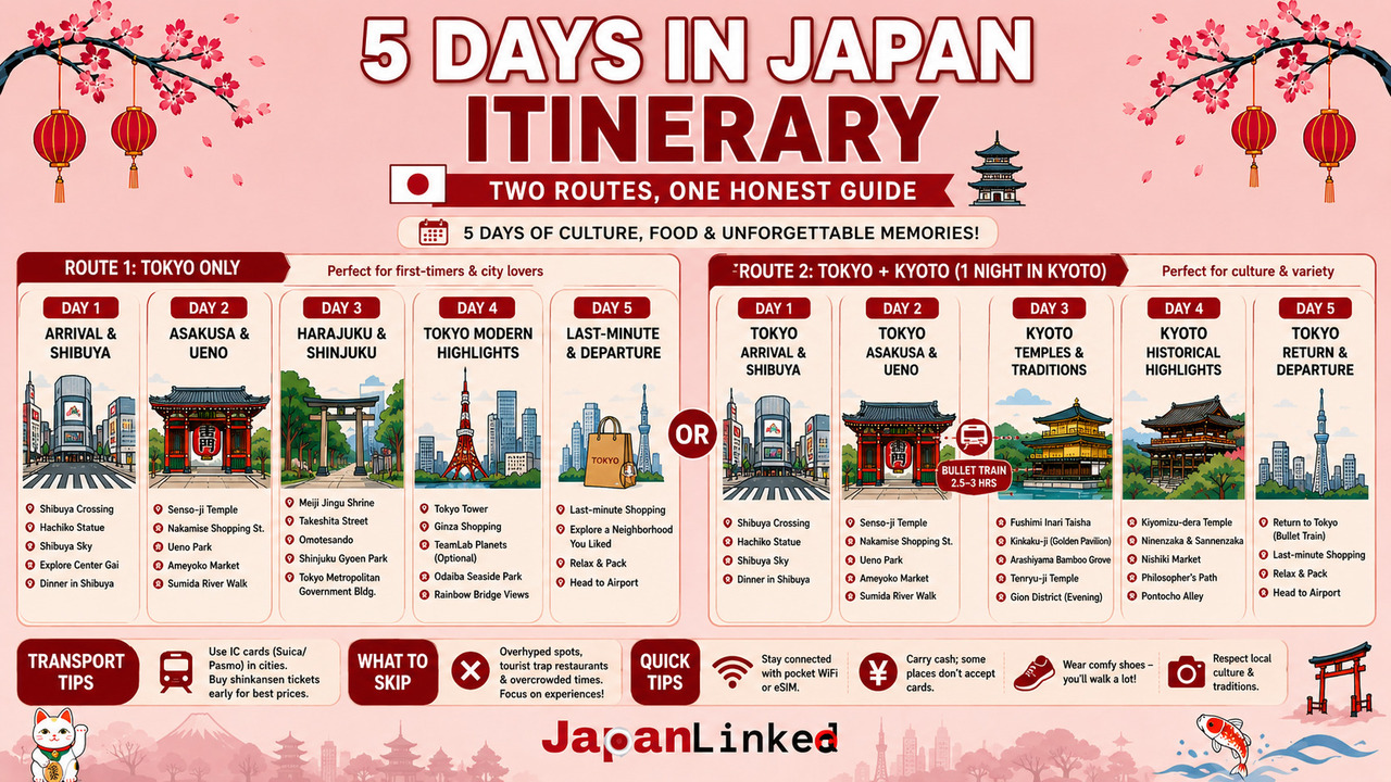 5 Days in Japan Itinerary: Two Routes, One Honest Guide