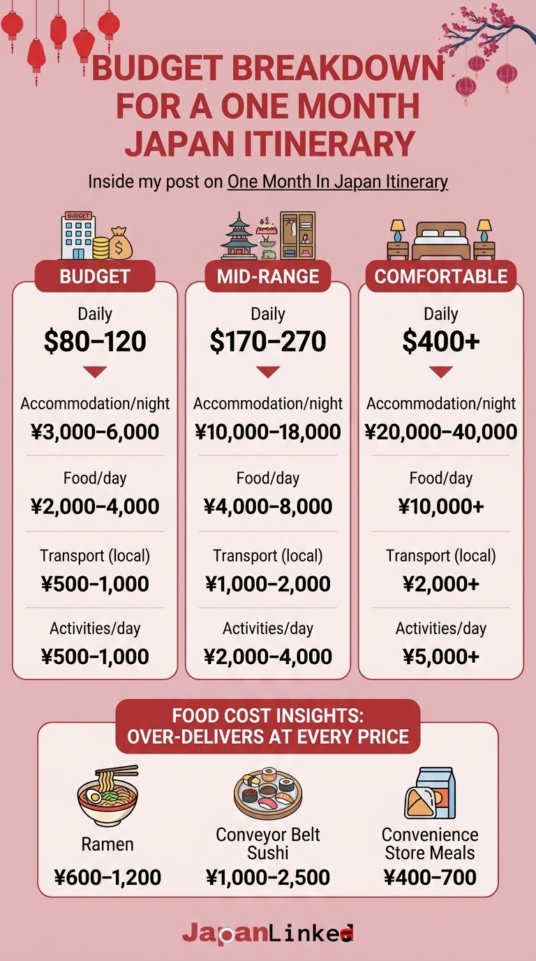 Budget Breakdown for a One Month Japan Itinerary