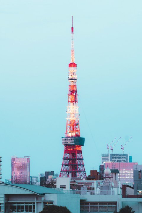 a very tall tower with a lot of lights on top of it