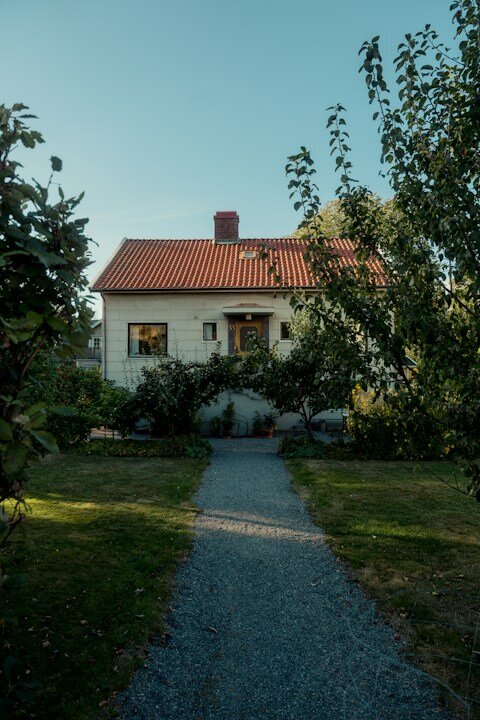 a house with a red roof